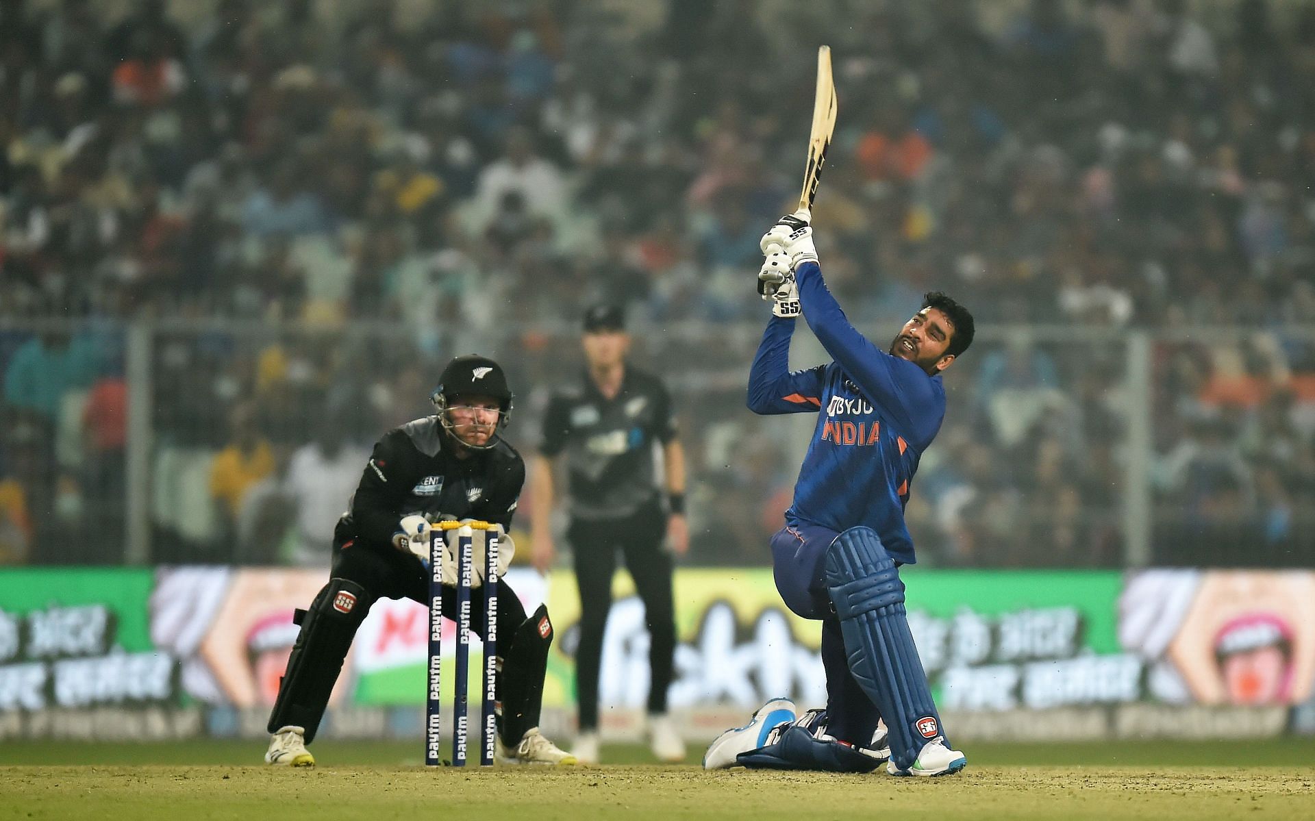 Venkatesh Iyer during the 3rd T20I against New Zealand. Pic: Getty Images